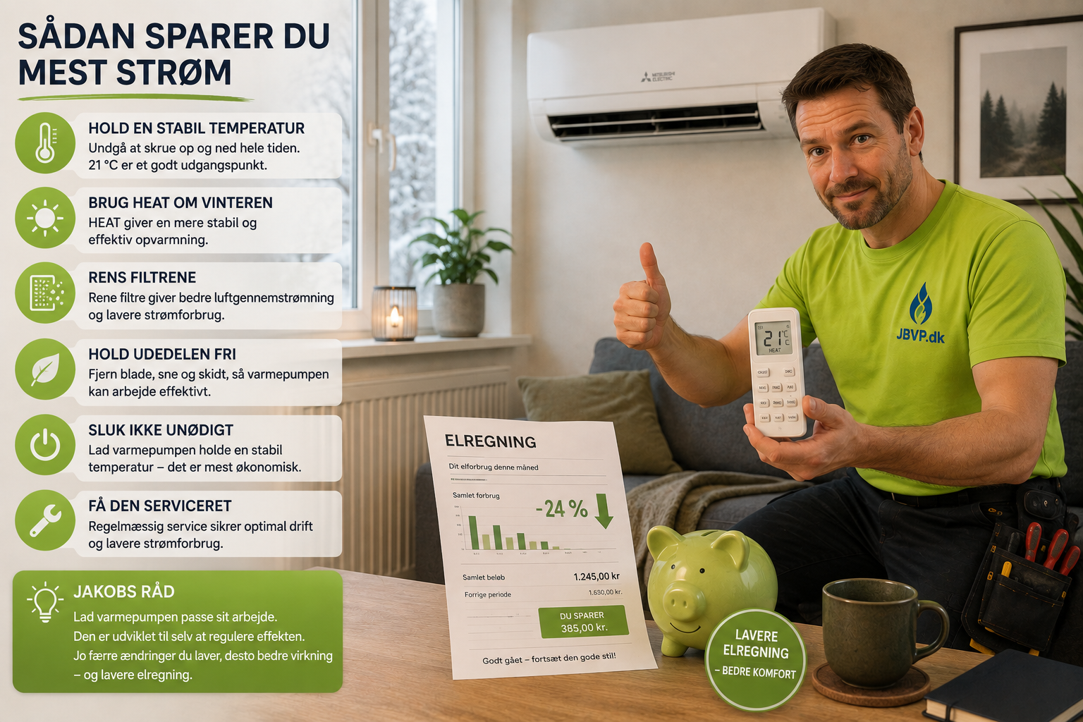 Sådan sparer du mest strøm med din varmepumpe