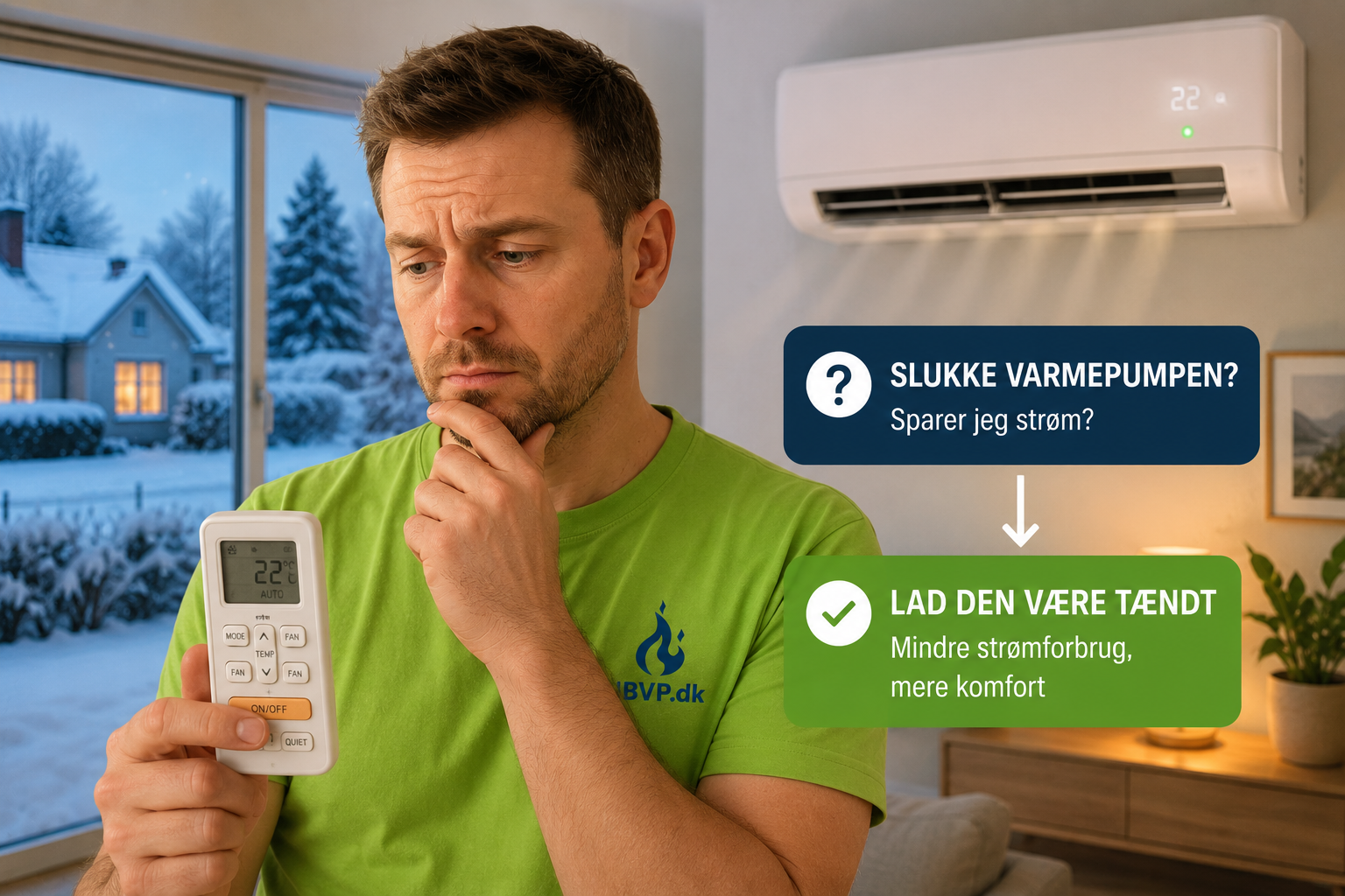Skal varmepumpen stå tændt hele tiden?